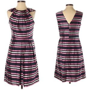 💙 Milly Silk Pink and Blue Striped Preppy Dress